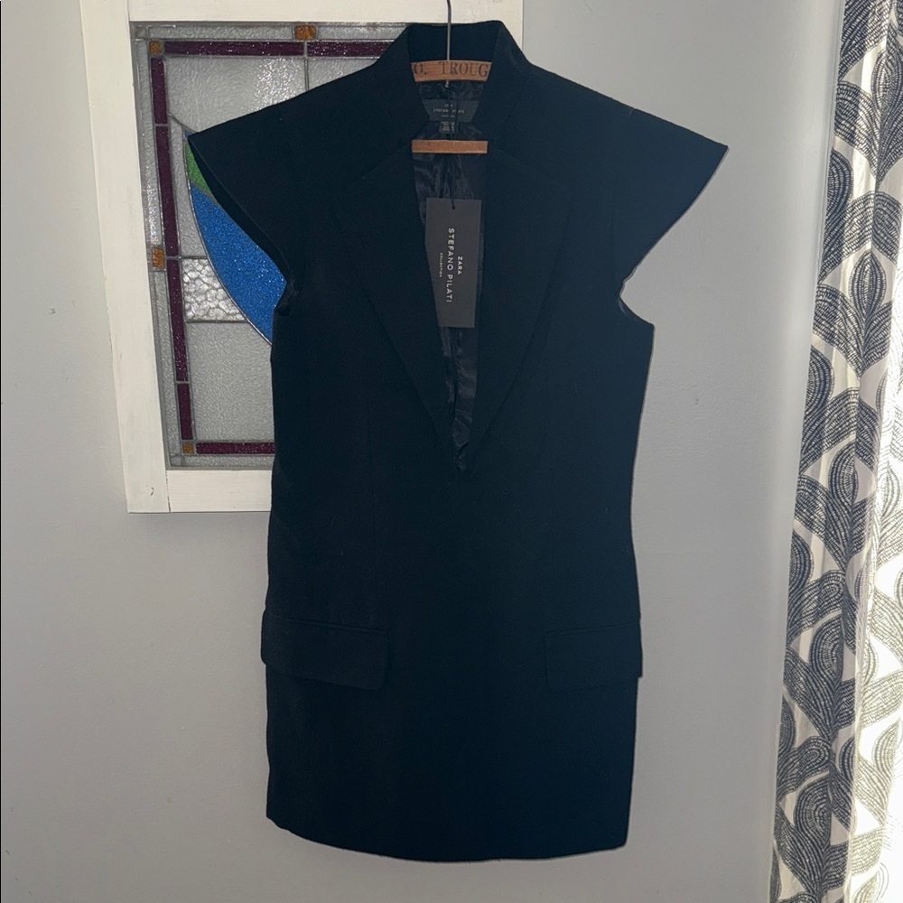 Stefano Pilati for Zara Wool Shoulder Pad Dress SZ XS